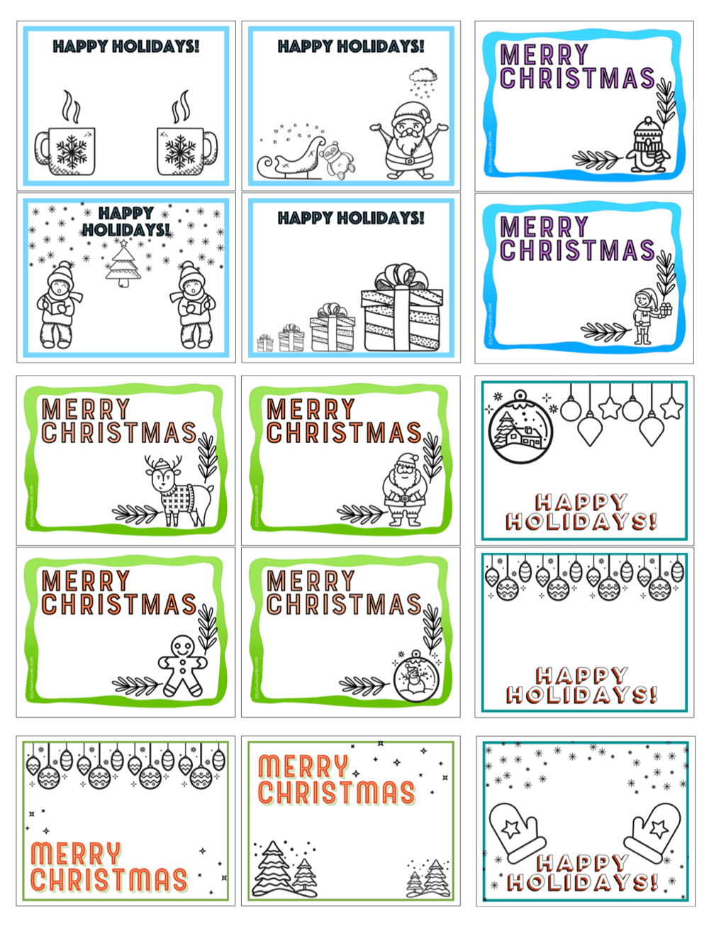 printable christmas cards – esl flashcards